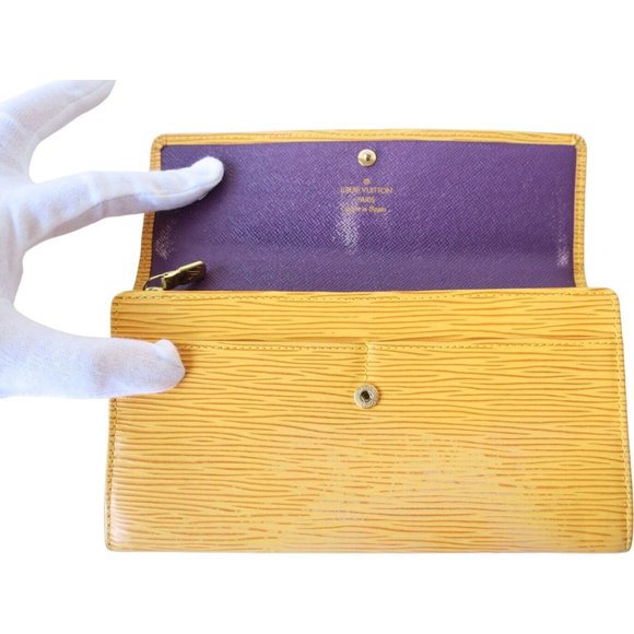 184111G V Louis Vuitton Wallet Long Portefeuille Sarah Yellow Epi - Picture 7 of 8